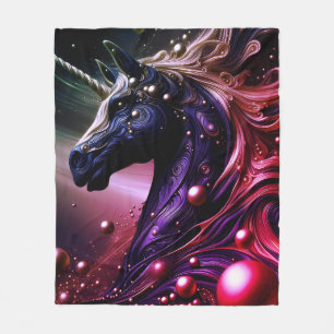 Majestic Black and Gold Einhorn Design Fleecedecke