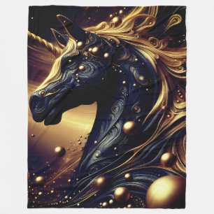 Majestic Black and Gold Einhorn Design Fleecedecke