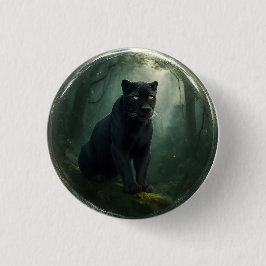 Majestic Black Panther Jungle 3D Button mit Tiefe