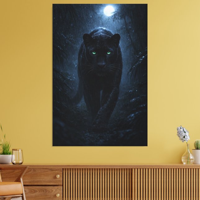 Majestic Black Panther – Silent Power in the Night Leinwanddruck (Insitu (Wohnzimmer))