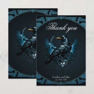Majestic Black raven auf einem verzierten, Dankeskarte