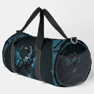 Majestic Black raven auf einem verzierten Duffle Bag