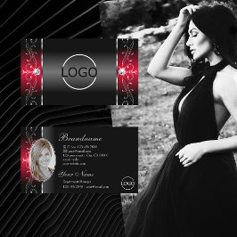 Majestic Black Squiggled Jewels Logo und Foto Visitenkarte
