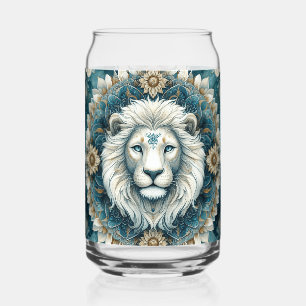 Majestic Blanc Lion Turquoise bleu Floral Mandala