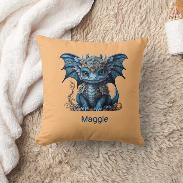 Majestic Blue Baby Dragon Chinesisches Neujahr 202 Kissen (Decke)