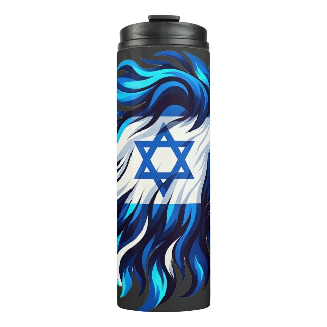Majestic Blue Lion of Judah mit Stern von David Thermosbecher (Vorderseite)