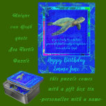 Majestic Blue Ocean and Green Sea Turtle Puzzle<br><div class="desc">Eine majestätische grüne Meeresschildkröte schwimmt in einem Ozean von schöner, reicher Blues, darunter Saphir, Kobalt und Aqua. Unter der Meeresschildkröte ist das folgende Zitat: Wenn Sie wirklich Liebe Natur finden Sie überall Schönheit - Vincent van Gogh. Die Meeresschildkröte und das Zitat sind von einem hellen, fröhlichen Rahmen umgeben. Der Rahmen...</div>