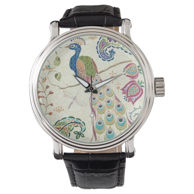 Majestic Blue Peacock Armbanduhr (Vorderseite)