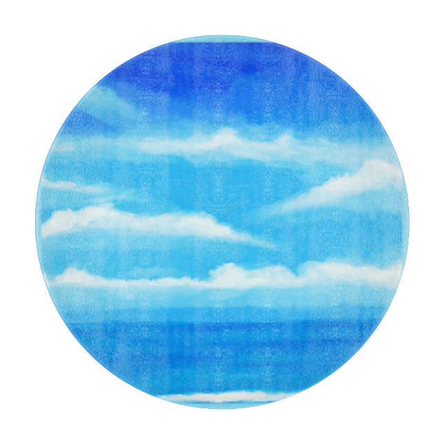 Majestic Blue Sky Malerei Schneidebrett (Vorderseite)