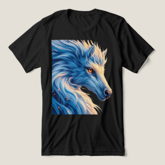 Majestic Blue Wolf mit leuchtenden Augen - Fantasy Tri-Blend Shirt