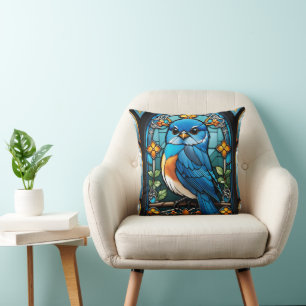 Majestic Bluebird auf feststehendem Glasfenster Kissen