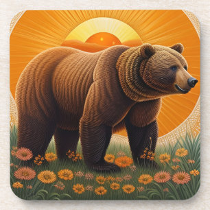 Majestic Brown Bär Stehend in einem Feld Getränkeuntersetzer
