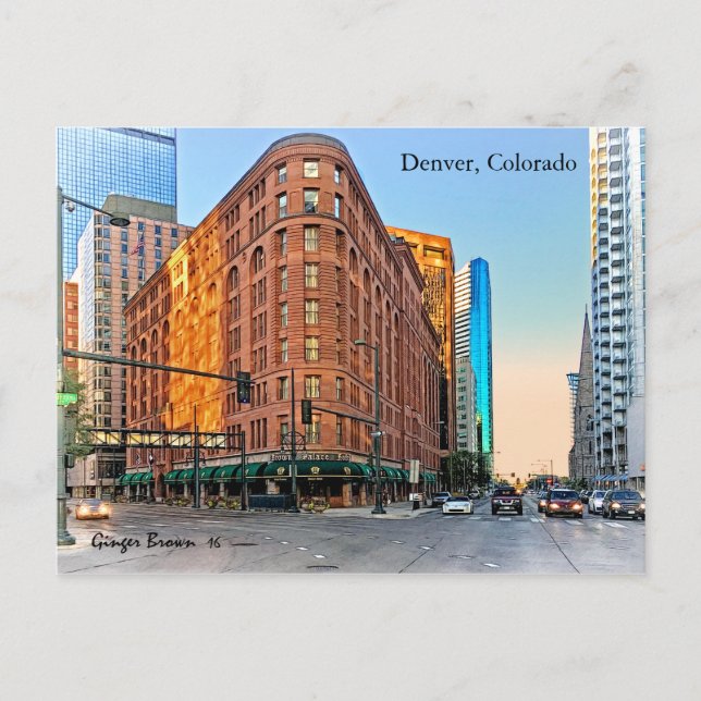 Majestic Brown Palace Hotel at Sunset, Denver, CO Postkarte (Vorderseite)