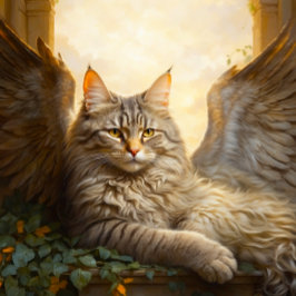 Majestic Brown Tabby with Wings in Golden Arcess