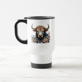 Majestic Bull in Bloom Reisebecher