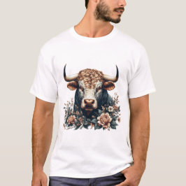 Majestic Bull in Bloom T-Shirt