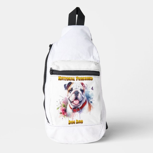 Majestic Bulldog mit rotem Kollar Crossbody Bag (Vorderseite)