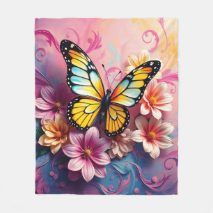 Majestic Butterfly mit Wirbel aus dem Blumengeflec Fleecedecke