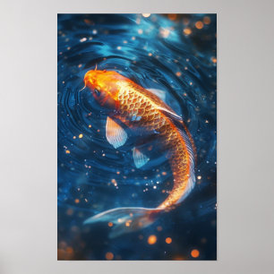 Majestic Carp Scales - Blue and Gold Radiation Pos Poster