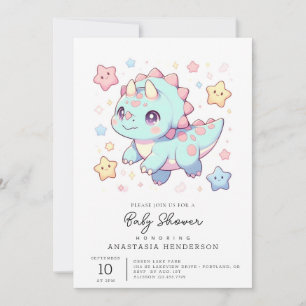 Majestic Cartoon Dinosaur Babydusche Einladung