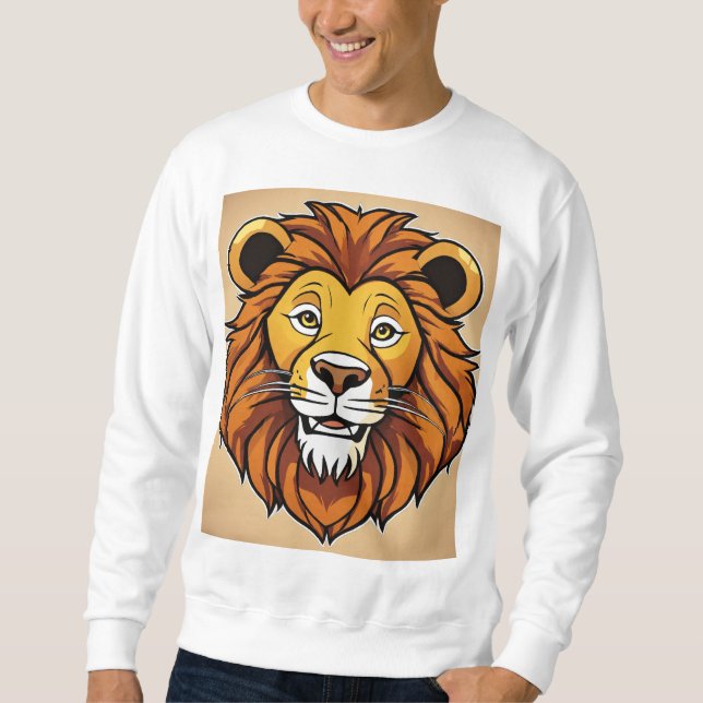 Majestic Cartoon Lion Head | Bold Safari King  Sweatshirt (Vorderseite)