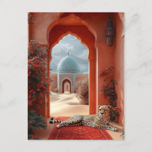 Majestic Cheetah in einem marokkanischen Wüstenpal Postkarte