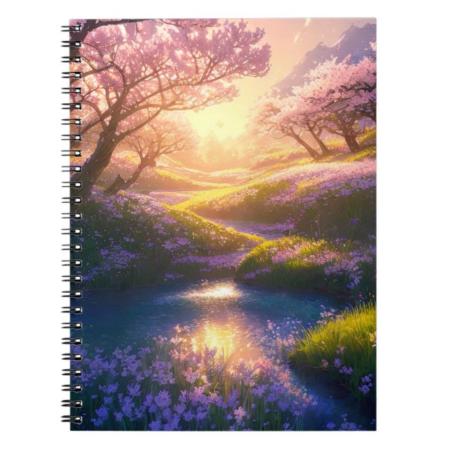 Majestic Cherry Blossom Meadow Notizblock (Vorderseite)