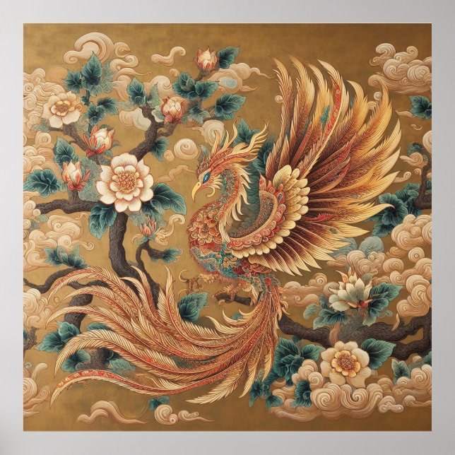 Majestic Chinese Phoenix - Traditionelle Mythoskun Poster (Vorne)