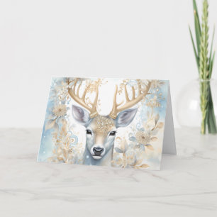 Majestic Christmas Deer in Blau und Gold Karte