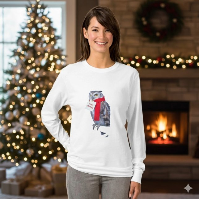 Majestic Christmas Owl Snowy Winter T-Shirt (Von Creator hochgeladen)