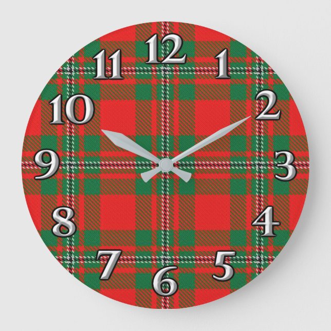 Majestic Clan MacGregor Gregor Tartan Kariert Große Wanduhr (Vorderseite)