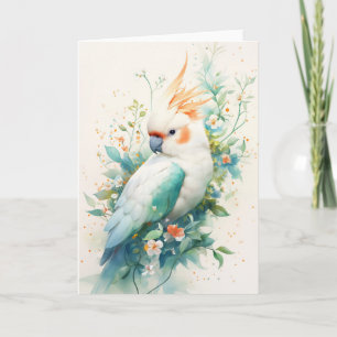 Majestic Cockatoo in einer floralen Embrace Karte