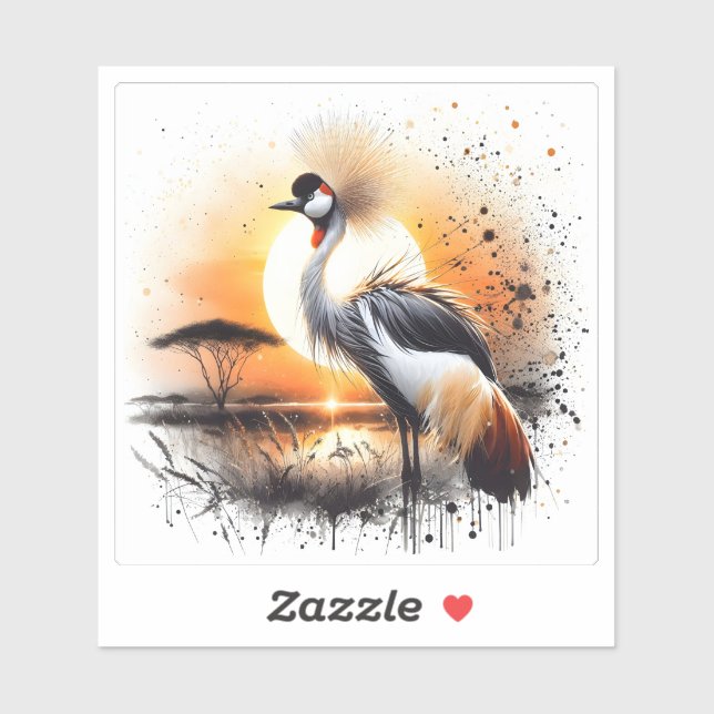 Majestic Crane bei Sonnenuntergang in der Nähe der Aufkleber (Blatt)