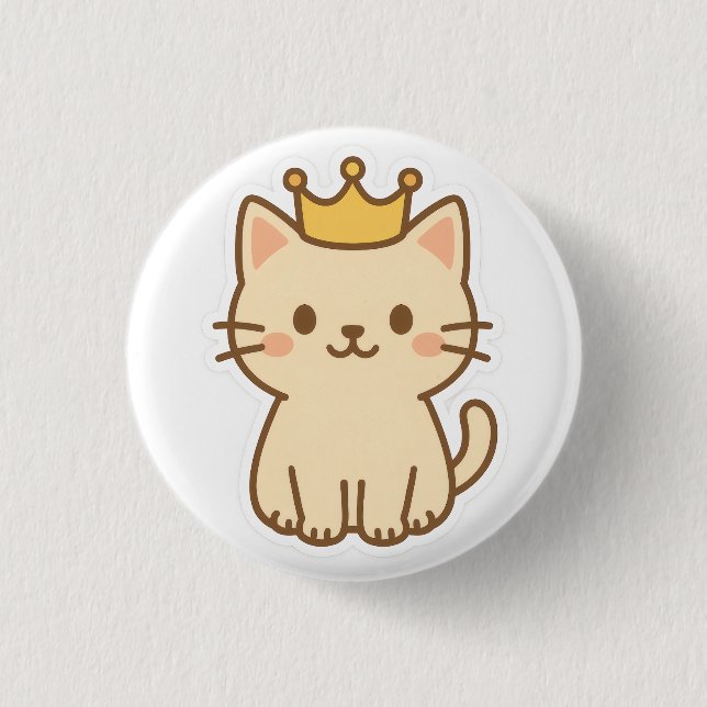 Majestic Cudly Cat mit einer Krone Button (Vorderseite)