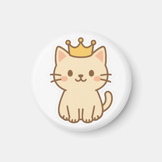 Majestic Cudly Cat mit einer Krone Magnet (Vorne)