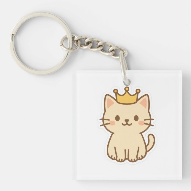 Majestic Cudly Cat mit einer Krone Schlüsselanhänger (Vorderseite)