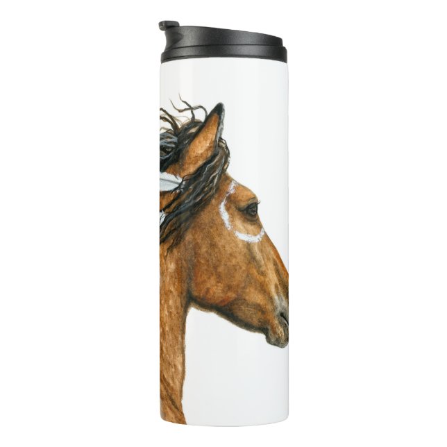 Majestic Curly Horse by Bihrle Thermosbecher (Nach rechts gedreht)