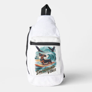 Majestic Dackel Hund beim Wellenreiten Crossbody Bag