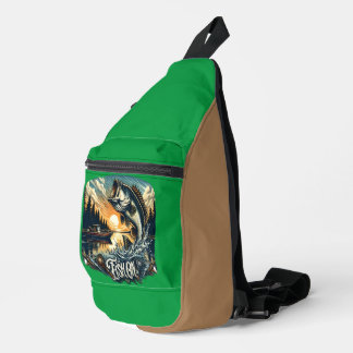 Majestic Dawn holt einen Bass-Skyward-Fisch auf Crossbody Bag