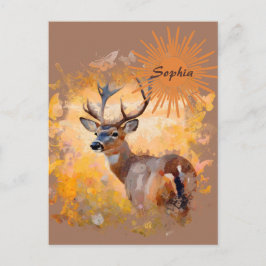 Majestic Deer in a Field of Wildflowers Postkarte