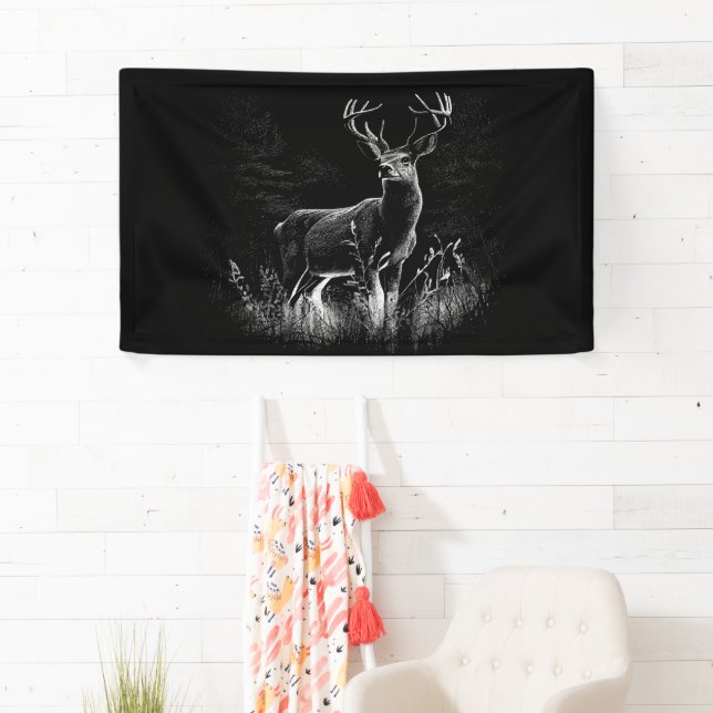 Majestic Deer in der Wildnis - Black&White Art Banner (Insitu)