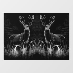 Majestic Deer in der Wildnis - Black&White Art Fensteraufkleber