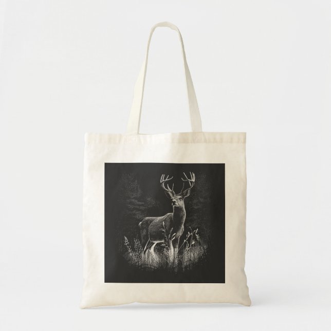 Majestic Deer in der Wildnis - Black&White Art Tragetasche (Vorne)