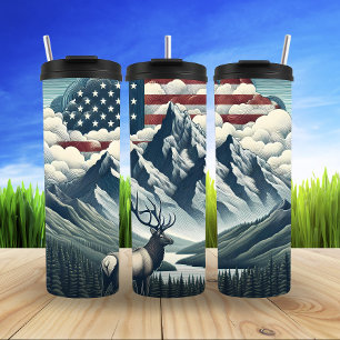 Majestic Deer unterhalb des amerikanischen Luftrau Thermosbecher