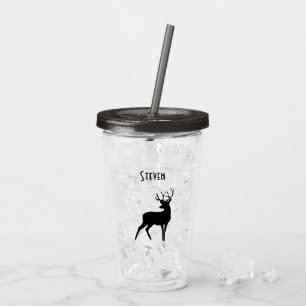 Majestic Deh mit Antlers Black Silhouette Rustikal Acryltrinkbecher