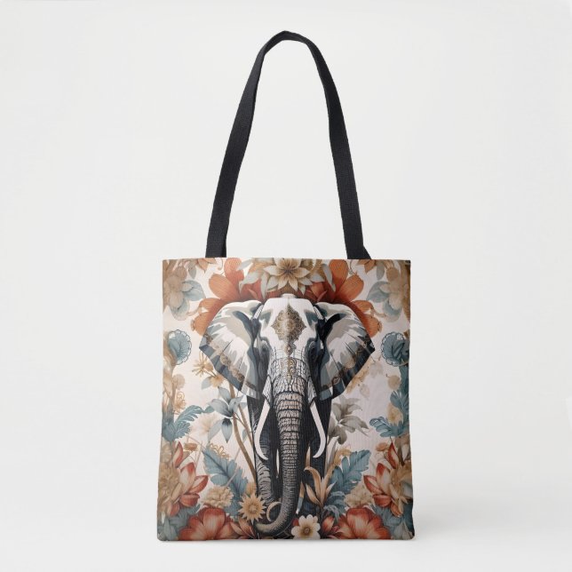 Majestic dekorierte Elefantenwelt Tasche (Vorderseite)