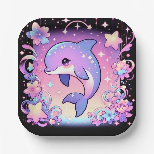 Majestic Dolphin Baby Dusche Pappteller (Vorderseite)