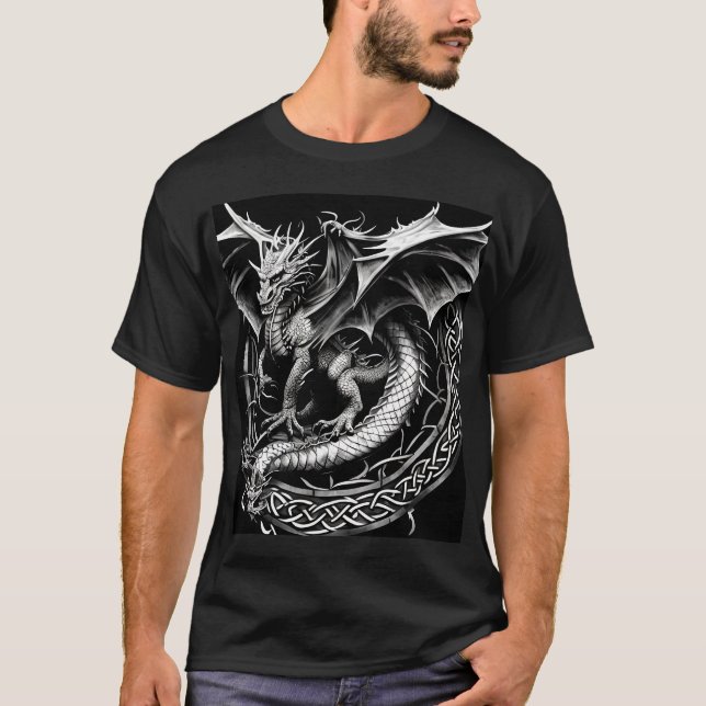 Majestic Dragon: Die faszinierende keltische Abstr T-Shirt (Vorderseite)