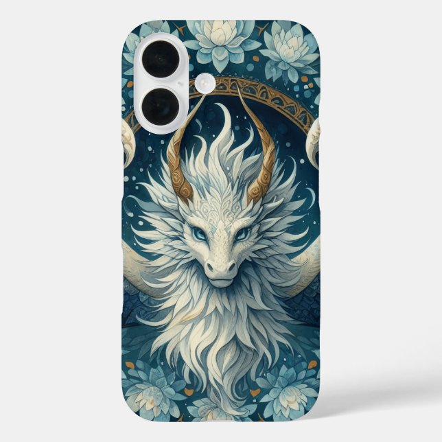 Majestic Dragon Mandala Floral iPhone 16 Hülle (Rückseite)