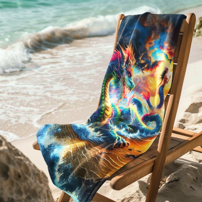 Majestic Dragon mit Meerjungfrau am Sonnenuntergan Strandtuch (Von Creator hochgeladen)